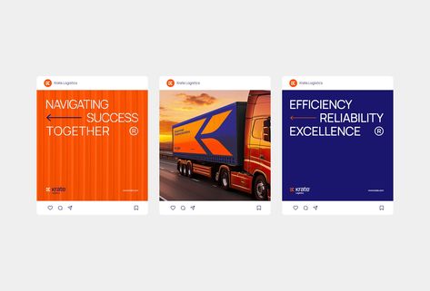 Krate Logistics Brand Identity :: Behance Truck Branding, Transportation Design Graphics, Transport Branding Design, Logistics Social Media Design, Transport Branding, Logistic Poster Design, Logistics Poster, Logistic Branding, Logistics Design Creative