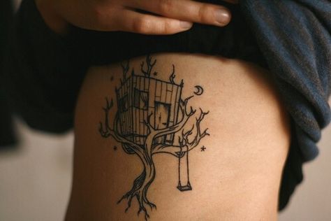 treehouse tattoo Treehouse Tattoo, Swing Tattoo, Cheap Tattoo, Seashell Tattoos, Tattoo Tree, Anatomical Heart Tattoo, Doodle Tattoo, Tree Swing, About Tattoo