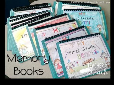 The last 2 weeks of school, we've been working on our last part of our memory books. I posted about them before, you can read about them {HERE}. Don't they look so beautiful all finished?! I love how Student Memory Book, Start Scrapbooking, Memory Book School, Student Portfolios, End Of Year Activities, Journaling Writing, Preschool Graduation, Teacher Books, Beginning Of Year