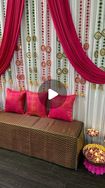 Himani Singh on Instagram: "Rakshabandhan decor inspo ❤️  Curtains: Amazon Decor: sent by my Mom from India 🥰  . . . #indianfestivedecor #rakshabandhandecor #rakshabandhan #diwalidecor #weddingdecor #ganpatidecor #janamashtmidecor #southasianblogger" Diwali Curtain Decor, Diwali Home Decor Ideas, Curtains Amazon, Diwali Home Decor, Amazon Decor, Diwali Decoration, Raksha Bandhan, Diwali Decorations, Curtain Decor