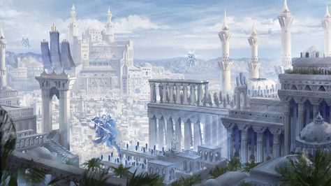 Comic Landscape, Landscape Concept, Fantasy City, Fantasy Castle, Fantasy Setting, Fantasy Places, Art Fantasy, Sanya, Landscape Scenery