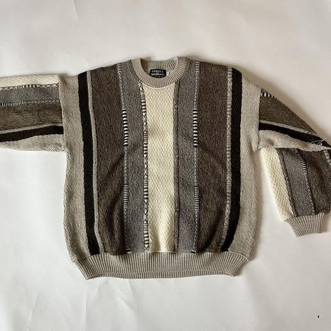 rare vintage tundra for bachrach 90s sweater... - Depop Brown Jumper, Random Clothes, Unique Sweater, 90s Sweater, Unique Sweaters, Men Cream, Grandpa Sweater, Sweater Making, Mens Jumpers