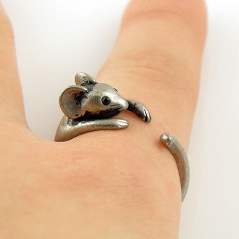 Adjustable sizeSize 59antique SILVER mouse ringAnimal by HappyRing Doc Outfits, Mouse Ring, Animal Themed Jewelry, Silver Wrap Ring, Adopt An Animal, Rhinestone Eyes, Big Ears, Animal Rings, Love Someone