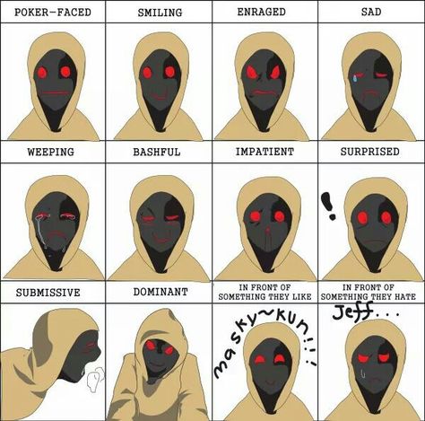 The many faces of Hoodie Creepypasta Quotes, Creepy Pasta Comics, All Creepypasta Characters, Creepypasta Slenderman, Hoodie Creepypasta, Scary Creepypasta, Creepypasta Proxy, Creepy Pasta Family, Creepypasta Funny