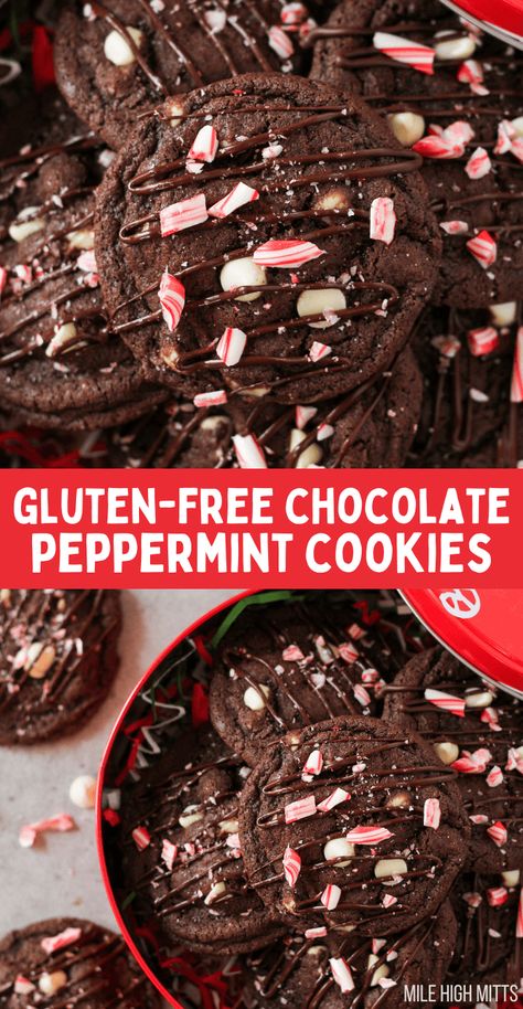 Gluten Free Christmas Desserts, Gluten Free Holiday Cookies, Gluten Free Christmas Cookies, Chocolate Peppermint Cookies, Gluten Free Candy, Gluten Free Holiday, Gluten Free Cookie Recipes, Gluten Free Christmas, Peppermint Cookies