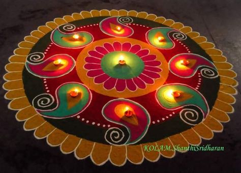 Happy Diwali Rangoli Idea Diwali Kolam, Happy Diwali Rangoli, Easy Diwali Rangoli, Rangoli Designs Simple Diwali, Rangoli Simple, Easy Rangoli Designs Diwali, Festival Rangoli, Rangoli Designs Latest, Simple Rangoli Designs Images