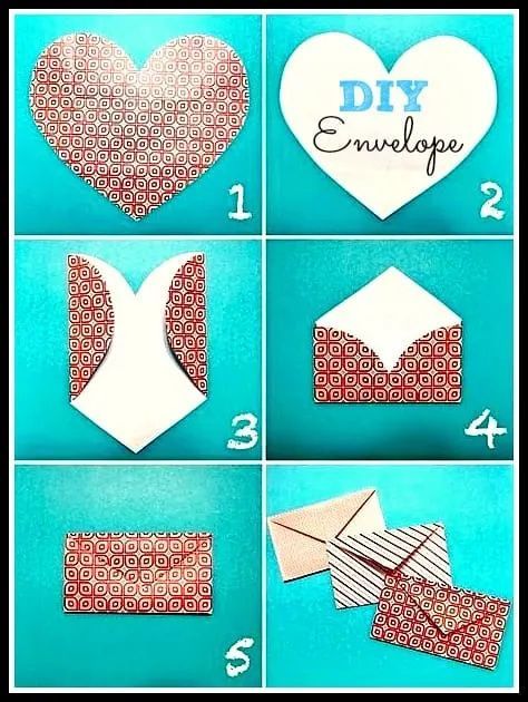 Valentines Day Heart Envelope - DIY Envelope heart shaped perfect for Valentines! Envelope Tutorial, Crafts To Do When Your Bored, Heart Envelope, Kraf Kertas, How To Make An Envelope, Diy Envelope, Kraf Diy, Diy Gifts For Boyfriend, Birthday Cards Diy