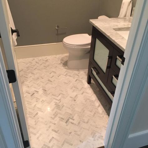 75 Powder Room Ideas You'll Love - January, 2023 | Houzz Powder Room Floor Ideas, Powder Room Tile Ideas, Powder Room Floor Tile, Transitional Powder Room Ideas, Powder Room Floor, Grey Powder Room, Classic Powder Room, Powder Room Tile, Elegant Powder Room