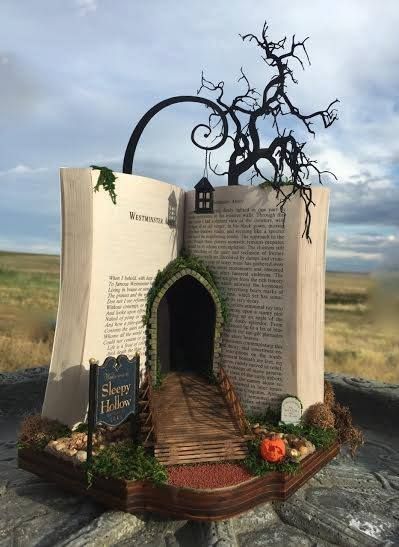 Sleepy Hollow Book, Kaktus Dan Sukulen, Koti Diy, Walking Path, Mini Building, Bookshelf Art, Fairy Garden Crafts, An Open Book, Altered Book Art