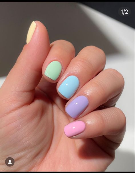 Pastel Nails Multicolor, Pastel Nails Gel, Summer Pastel Nails Short, Kids Spring Nails, Pastel Gel Nails Short, Dip Nails For Summer, Cute Summer Dip Nails, Kids Summer Nails, Multicolor Nails Summer