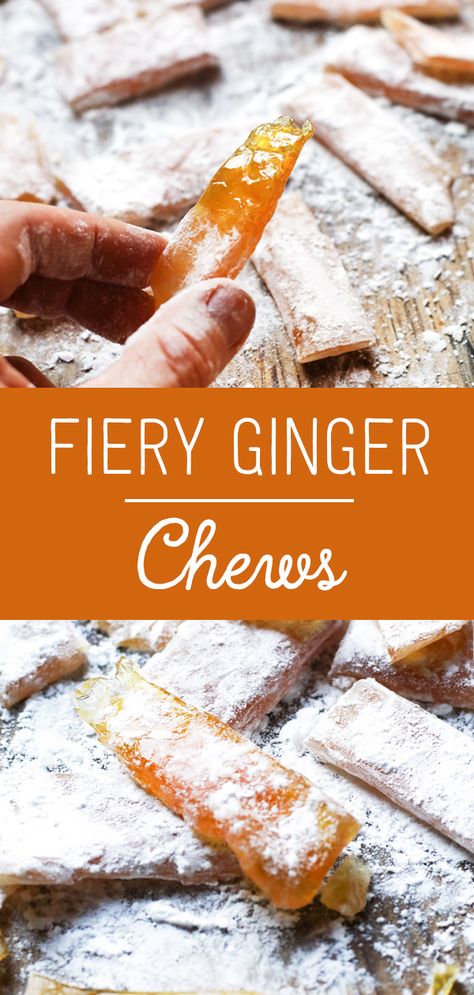 Ginger Sweets, Ginger Candy Recipe, Ginger Candy, Ginger Chews, Healthy Candy, Sweet Ideas, Candy Recipes Homemade, Candied Ginger, Chewy Candy