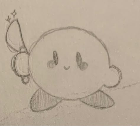 Cute Drawings Simple Mushroom, Chibi Doodles Sketch, How To Draw Kirby, Kawaii Easy Drawings, Easy Things To Draw For Beginners, Pokemon Drawing Easy, Homework Doodles, Dibujos Aesthetic Faciles, Kirby Drawing