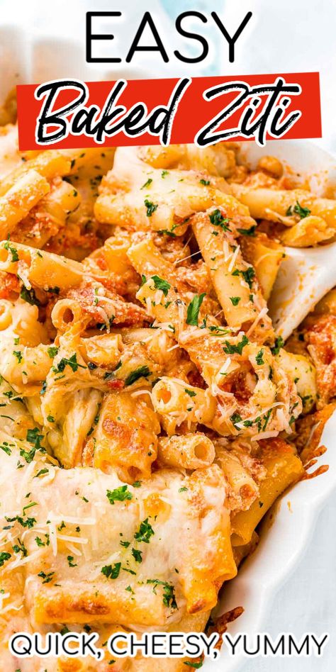 Ziti Recipes Easy, Easy Ziti, Ziti Noodles, Baked Ziti With Ricotta, Easy Baked Ziti, Ziti Pasta, Ziti Recipes, Baked Ziti Recipe, Baked Pasta Recipes