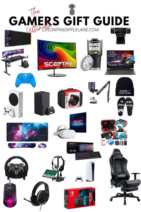 The best holiday gifts for the gamers on your list! VR headsets, game consoles, keyboards, monitors, streaming essentials and more! Gift For My Husband, Gaming Items, Gamer Essentials, Gifts For Gamer, Gaming Gadgets, Best Buy, Boys Gift, Gamer Gift Ideas, Gamer Accessories