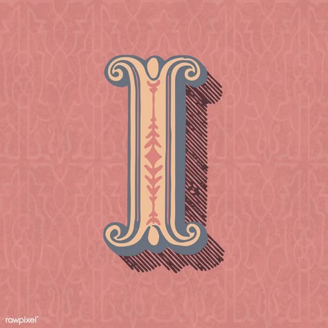 Capital letter I vintage typography style | free image by rawpixel.com / sasi Letter H Design, The Letter I, Hand Lettering Alphabet, 카드 디자인, Font Inspiration, Illuminated Letters, Creative Fonts, Lettering Tutorial, Badge Design