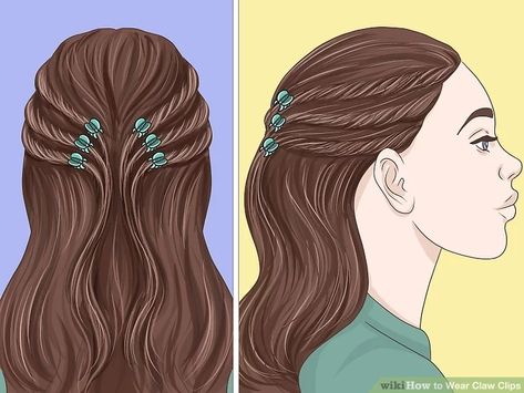 3 Easy Ways to Wear Claw Clips - wikiHow Mini Claw Clips Hairstyles, Hairstyles With Mini Claw Clips, Ways To Wear Claw Clips, Tiny Claw Clip Hairstyles, Mini Claw Clip Hairstyles, Mini Claw Clips, Claw Clip Hairstyles, Hair Goal, Eye Makeup Techniques