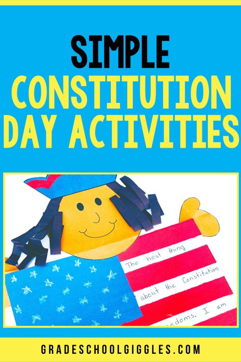 Looking for something fun and educational to do with your class on Constitution Day? These quick and easy activities make learning about the United States Constitution fun and easy. Get your lesson plans finished today with these kid-friendly Constitution Day activity ideas, and grab a free printable Constitution Day booklet too. Constitution Day Activities Preschool, Constitution For Kindergarten, Constitution Day First Grade Activities, Us Constitution For Kids, Constitution Week Activities, Constitution Day Activities 2nd Grade, Constitution Day Kindergarten, Constitution Activities For Kids, Constitution Day Craft