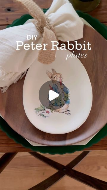 Diy Peter Rabbit, Peter Rabbit Diy, Peter Rabbit Images, Rabbit Images, Hobby Lobby Crafts, Rabbit Plate, Easter Craft Projects, Easter Plates, Easter Tablescapes