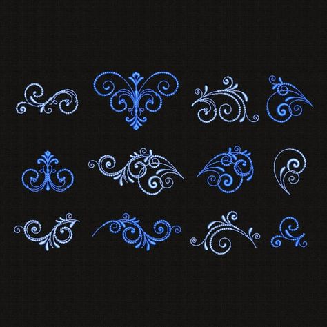 Minecraft Build List, Embroidery Designs Pattern, Swirly Lines, Pattern Embroidery Design, Book Bookmarks, Patches Ideas, Vampire Ball, Embroidery Borders, Embroidery Blue