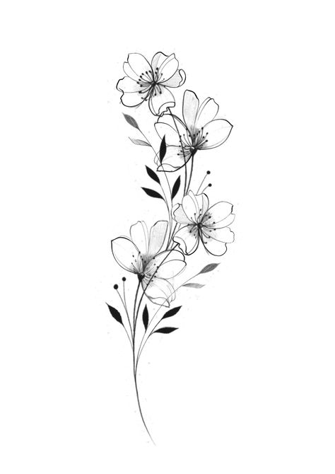 85 Animal Tattoo Designs That Are Both Simple and Realistic Common Hawthorn Flower Tattoo, Simple Flowers Tattoo Design, Buddhist Flower Tattoo, Violet Shoulder Tattoo, Line Work Flowers Tattoo, Delicate Floral Tattoo Design, Azalea Tattoo Design, Violet Floral Tattoo, Larkspur Flower Tattoo Fine Line