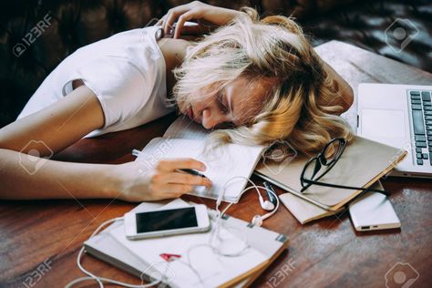 A tired teenage girl sleeping on her table while doing her school homework. Laziness and procrastination concept , #SPONSORED, #sleeping, #table, #girl, #tired, #teenage Sleeping On Table Pose Reference, Sleeping On Desk, Tired Girl, Mental Break, Romances Ideas, School Homework, Reference Pics, Girl Sleeping, Do Homework