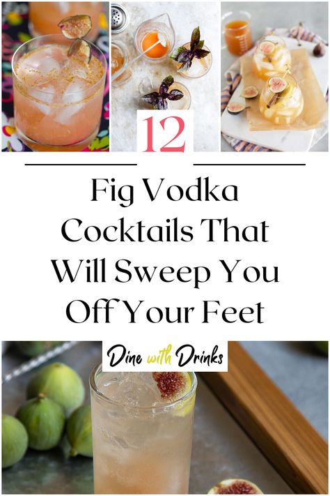 Collage of 4 fig vodka cocktails. Fancy Vodka Drinks, Fig Martini Recipes, Fig Cocktail, Fig Vodka Drinks, Infused Vodka Recipes, Figenza Vodka Recipes, Fig Vodka, Fig Drinks Alcohol, Fig Infused Vodka