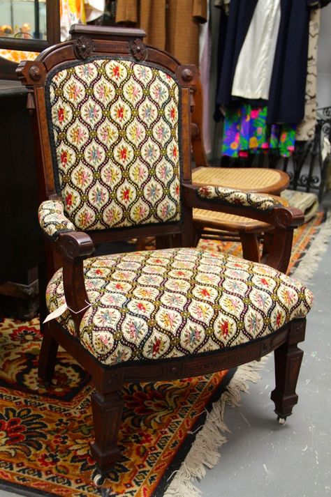 Beautiful Eastlake Side Chair (SOLD) Eastlake Chair, Chair Reupholster, Eastlake Furniture, Victorian Gothic, Found Object, Reupholster, Side Chair, Side Chairs, Accent Chairs