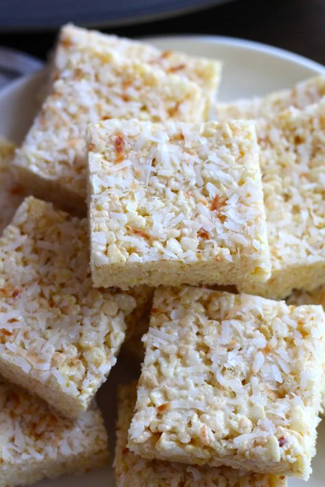 Coconut Rice Krispie Treats, Church Snacks, Tomatoes Recipes, 12 Tomatoes Recipes, Pudding Ice Cream, Krispy Treats, Cookie Bar, Breakfast Sweets, Baked Treats