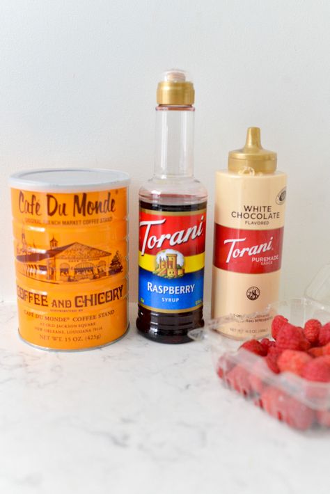 Torani Raspberry Syrup Recipes, White Chocolate Raspberry Coffee Creamer, White Chocolate Raspberry Coffee, Flavored Latte Recipes, Syrup Bar, Raspberry Latte, Frother Recipes, Torani Syrup Recipes, White Chocolate Syrup