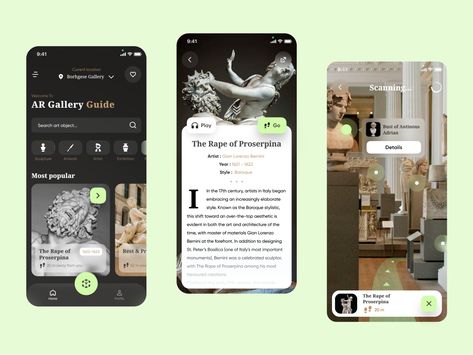 Gallery AR app Ar App, Gian Lorenzo Bernini, Lorenzo Bernini, Guide Design, Art App, Mobile App Design Inspiration, Ui Design Website, Art Apps, App Design Inspiration