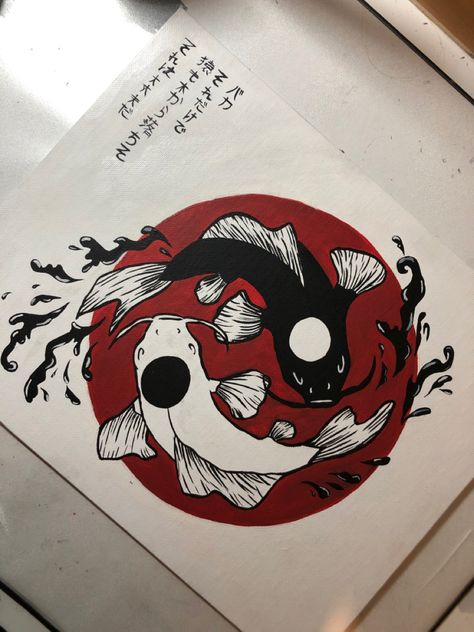 Fish Ying Yang, Koi Fish Drawing, Pen Art Drawings, Posca Art, Fish Drawings, Small Canvas Art, Book Art Diy, Doodle Art Designs, Ying Yang