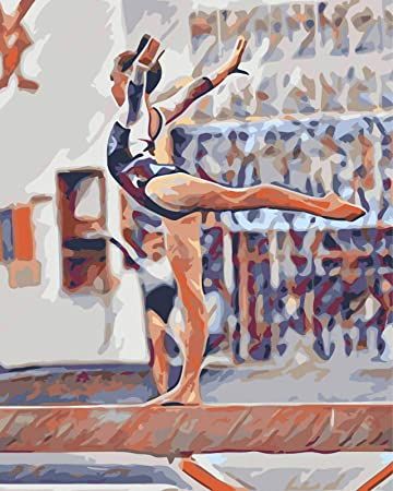 Sports Paintings On Canvas, Gymnastics Painting Ideas, Gymnast Painting, Gymnastics Painting, Gymnastics Drawings, Gymnastic Art, Fitness Artwork, Sport Painting, Gymnastics Art