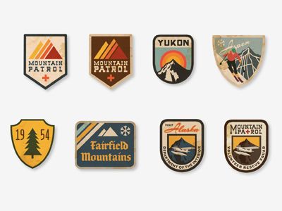 Vintage Ski Patches Dustin Wallace text typography graphics retro vintage design Logo Montagne, Retro Logo Inspiration, Explore Aesthetic, Logos Retro, Ski Vintage, Vintage Logos, Icon Design Inspiration, Best Logo, Logos Inspiration