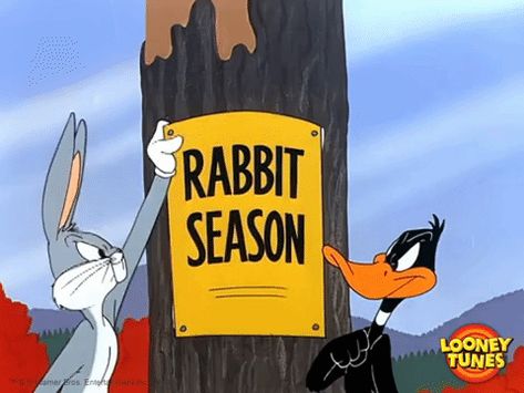 New trending GIF on Giphy Rabbit Season, Duck Season, Elmer Fudd, Merrie Melodies, Looney Tunes Cartoons, Tax Season, Daffy Duck, Classic Cartoons, Bugs Bunny