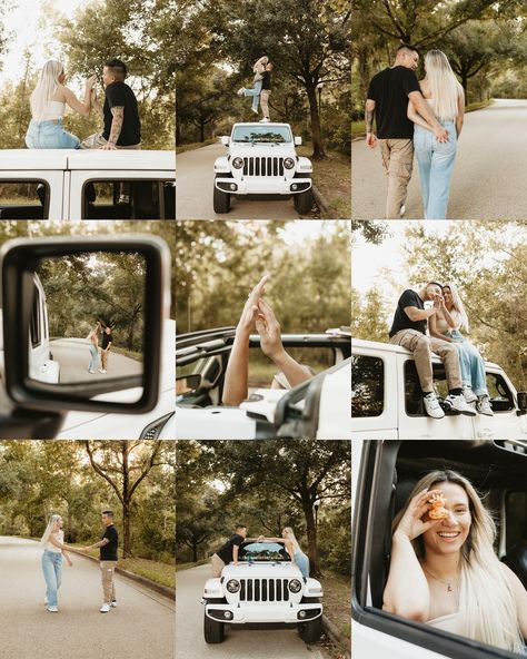 Love at first Jeep ❤️ @laurandjavier say they have a Jeep, say no more! The perfect love for this playful shoot! It always makes for the best session when you bring something you love or a hobby you enjoy to it! #tampaphotographer #stpetephotographer #clearwaterphotographer #wesleychapelphotographer #odessaphotographer #couplesphotography #couplesphotographer #flphotographer #njphotographer #lehighvalleyphotographer #jeepphotography #jeepwrangler #jeep #jeeplife #jeeplove #authenticlovemag... Jeep Photoshoot, Jeep Wedding, Car Couple, Jeep Photos, Say No More, Fall Family Photos, Jeep Renegade, Clay Art Projects, Jeep Gladiator