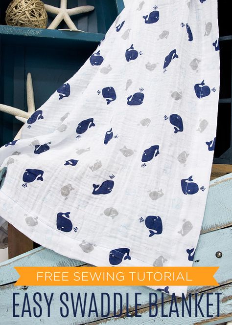 Easy Swaddle Blanket - Man Sewing Gauze Swaddle Blanket Diy, Swaddle Blanket Tutorial, Baby Swaddle Diy, Swaddle Blanket Pattern, Baby Swaddle Pattern, Baby Blanket Tutorial, Free Baby Blanket Patterns, Cloth Ideas, Diy Baby Blanket