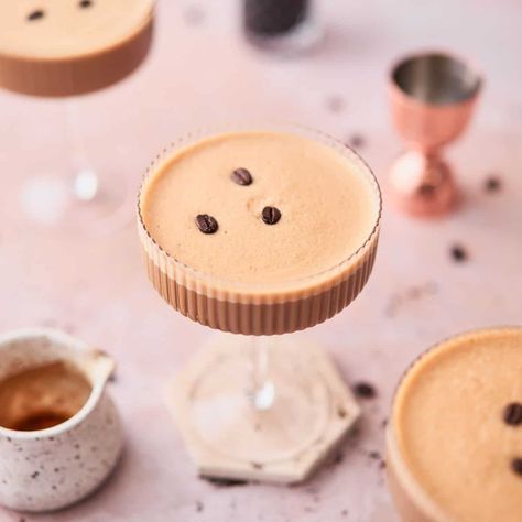 Espresso Martini with Baileys Espresso Martini With Baileys, Creamy Espresso Martini, Martini With Baileys, Ouzo Cocktails, Baileys Martini, Ribbed Glassware, Baileys Drinks, Baileys Cocktails, Espresso Martini Recipe