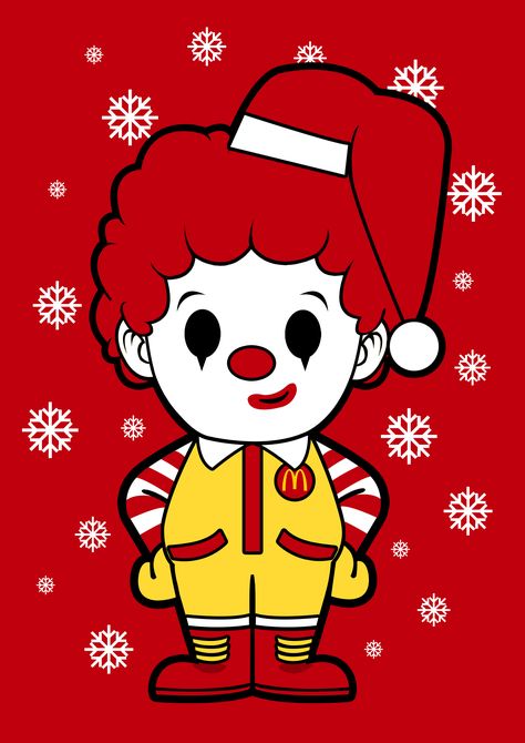 Wear this Ronald Mcdonald Christmas t-shirt as part of a costume or casual clothing. Mcdonalds Christmas, Fast Food Mascot, Food Mascot, Xmas Dinner, Chibi Characters, Red Pants, Dinner Outfits, Christmas T Shirt, Casual Clothing