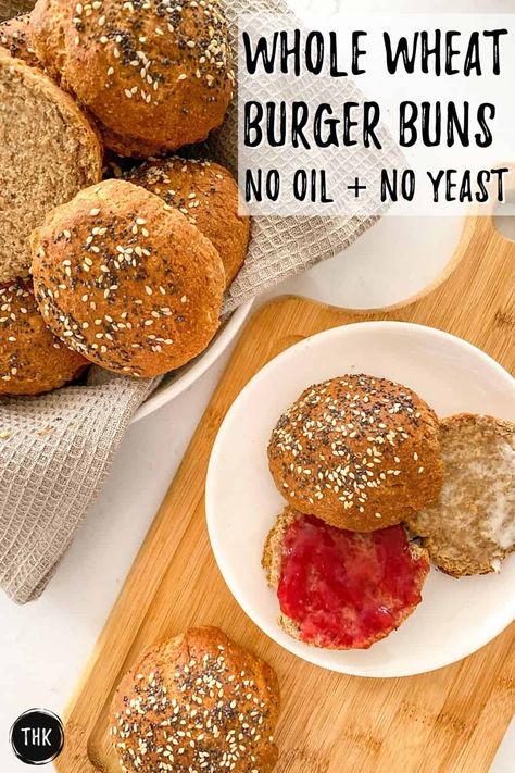 Learn how to make healthy, whole wheat vegan burger buns from scratch! This simple recipe for whole wheat hamburger buns will easily become your go-to. Whole Wheat Hamburger Bun Recipe, Vegan Hamburger Buns, Whole Wheat Hamburger Buns, Vegan Burger Buns, Buns Recipe Easy, China Study, Burger Buns Recipe, Hamburger Bun Recipe, Vegan Bread Recipe