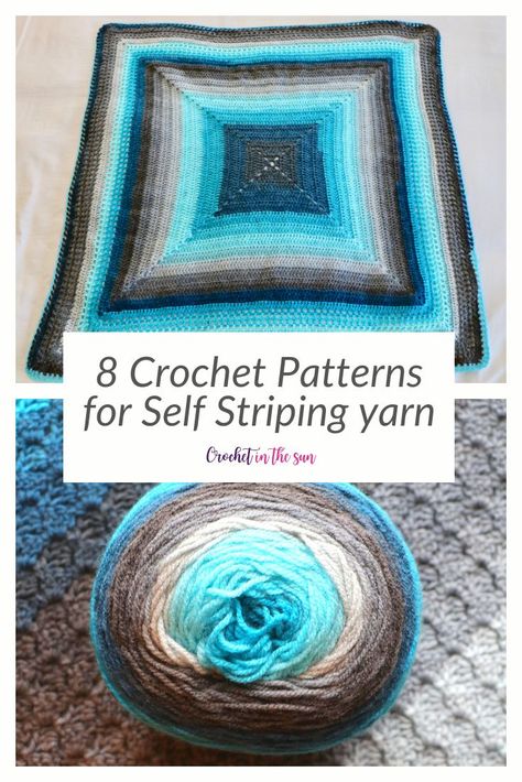 Granny Square Ombre Yarn, Free Crochet Blanket Patterns Using Caron Cakes Yarn, Lion Brand Ombre Yarn Patterns, Ice Yarns Projects, Crochet With Gradient Yarn, Crochet Mandala Yarn Pattern, Crochet Color Changing Yarn, Caron Jumbo Ombre Crochet Patterns, Center Start Crochet Blanket Pattern Free