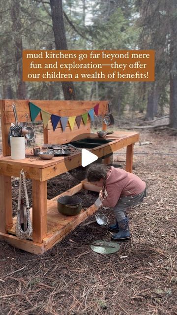 Outside Mud Kitchen For Kids, Mud Kitchen Set Up, Thrifted Kitchenware, Outdoor Mud Kitchens For Kids, Easy Mud Kitchen, Mud Kitchen Plans, Mudpie Kitchen, Mud Kitchen Ideas, Sauna Build