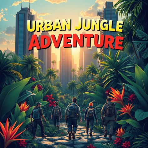 Urban Jungle Adventure  #UrbanJungleAdventure #CityMeetsNature #Exploration #art #poster Jungle Flyer, Jungle Theme Poster, The Jungle Book Poster, Jumanji Welcome To The Jungle Poster, Jungle Book Movie Poster, Jungle Poster, Exploration Art, Theme Poster, Jungle Adventure