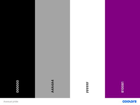 #asexual #pride #flag #palette #hex Ace Pride Flag, Lgbt Flag Colors, Ace Flag, Flag Code, Flat Color Palette, Ace Pride, Pride Flag Colors, Asexual Pride, Lgbt Flag