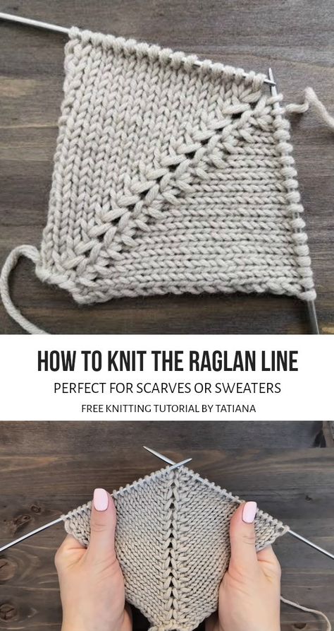 How To Knit The Raglan Line - Free Pattern + Video Knitting Hacks, Knitting Help, Knitting Stitches Tutorial, Knitting Group, Knitting Basics, Knitting Paterns, Knitting Instructions, Haken Baby, Easy Knitting Patterns