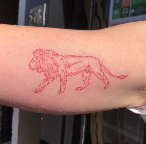 Simple Lion Tattoo, Lion Arm Tattoo, Skate Tattoo, Small Lion Tattoo, Flower Of Life Tattoo, Small Quote Tattoos, Leo Tattoos, Tasteful Tattoos, Red Ink Tattoos