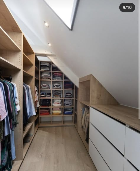 Loft Conversion Bedroom, Attic Bedroom Storage, Attic Wardrobe, Bedroom Built In Wardrobe, Attic Bedroom Designs, Attic Closet, End Tables Diy, Walking Closet, Interior Design Per La Casa