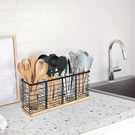 Kitchen Cutlery Storage Shelf Kitchen Countertop Storage - Temu Extra Large Kitchen, Cooking Utensil Storage, Organize Kitchen Sink, Kitchen Utensil Storage, Kitchen Sink Storage, Utensil Storage, Cutlery Storage, Reptile Habitat, Countertop Storage