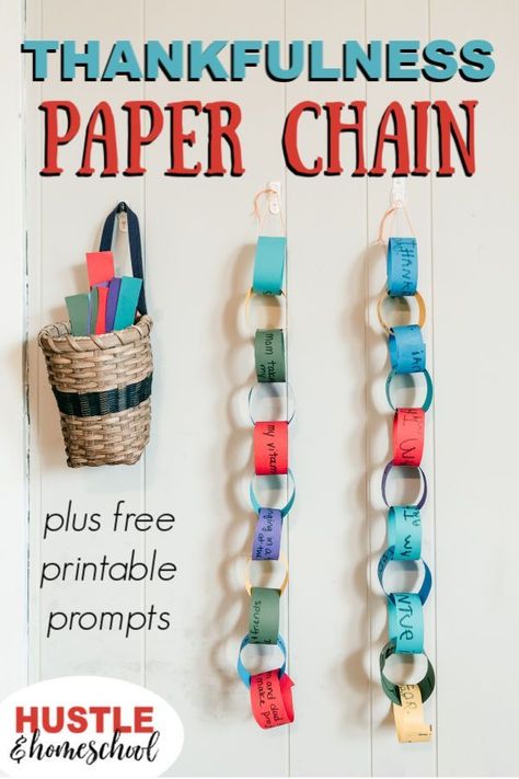 Thankfulness Paper Chain Activity for kids | thanksgiving kids craft | holiday activity for kids | family thankfulness activity | gratitude prompts | thankfulness prompts list | free printable | thankfulness homeschool writing activity Thanksgiving Kids Craft, Thankful Projects, Gratitude For Kids, Holiday Activity For Kids, Gratitude Crafts, Thankful Crafts, Thankful Activities, Fall Homeschool, Secular Homeschool