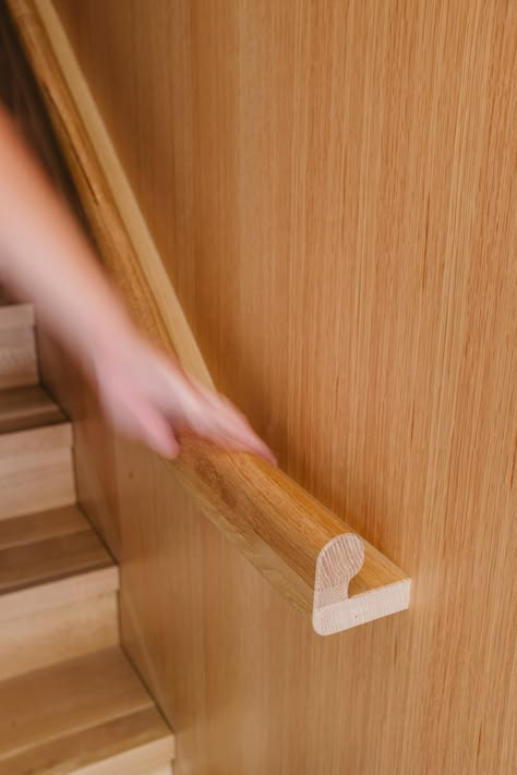 Handrail Detail, Stairs Handrail, Wood Handrail, Handrail Design, Staircase Handrail, Engineered Quartz, Victorian Townhouse, Hand Rail, Toronto Restaurants