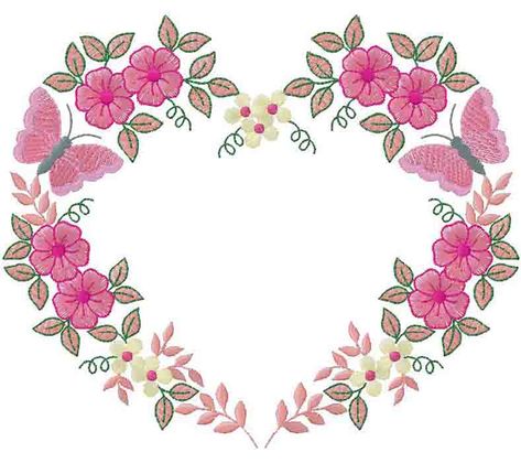 FLORAL HEART EMBROIDERY DESIGN Floral Heart Embroidery, Floral Machine Embroidery Designs, Flower Machine Embroidery Designs, Heart Embroidery, Floral Heart, Bright Flowers, Free Embroidery Designs, Free Embroidery, Flower Heart